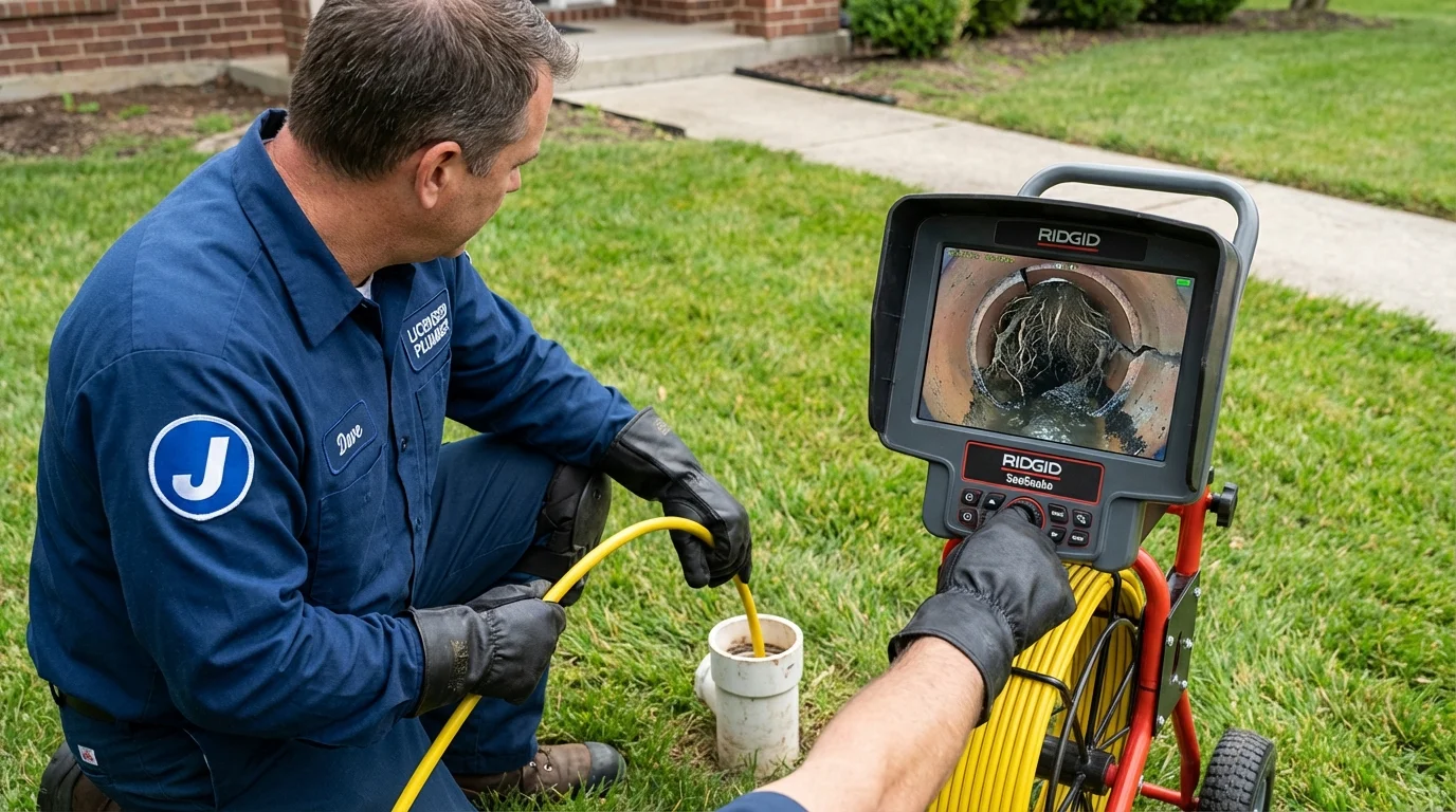 Sewer camera inspection being performed by Johns Plumbing LLC in Queen City